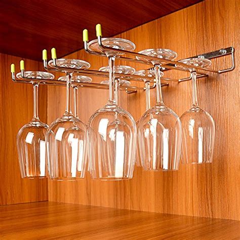 stainless steel under cabinet wine glass rack|wall mounted glass racks.